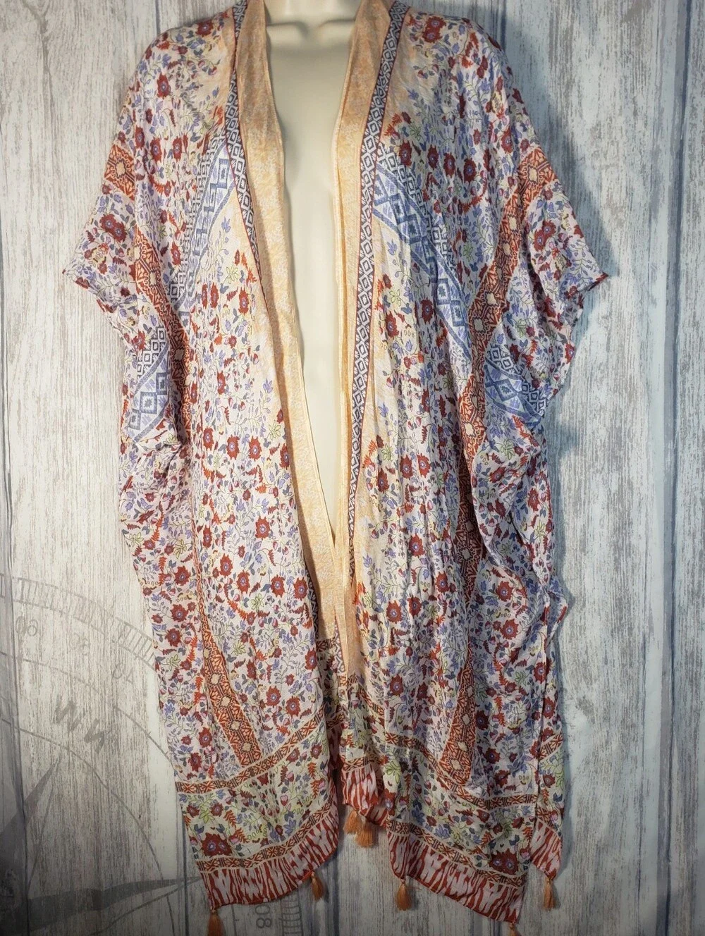 Lucky Brand Printed Boho Kimono bohemian open-front One Size